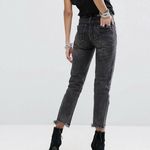 One Teaspoon One X High Waist Awesome Baggies Black Distressed Jeans Sz 28 Photo 2