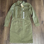 Duluth Trading Co Womens XS Makers Studio Dress Olive Green Pockets Long Sleeve Photo 0