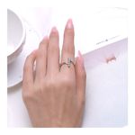 Boutique Women's Bezel‎ Set Simulated Diamond Platinum Plated S925 Rhodium Ring, Size 5 Photo 6