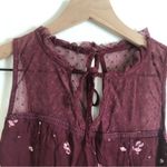 Hollister Red Fit and Flare Floral Lace Sheer High Neck Tie Mini Dress Photo 3