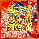 VTG RETRO Abstract Multicolor artwork Square oversized silky scarf 35’/35’ Multiple Photo 6