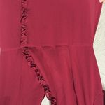 Lulus Lulu’s Pour the Champagne Burgundy Ruffled Backless Maxi dress Photo 1