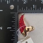 Gold with Red Rhinestones Claw Midi Ring Photo 9