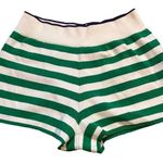 Daily Practice Medium Anthropologie Green White Striped Shorts Tight Knit Cotton Photo 0