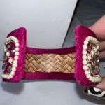 Vintage Velvet Rhinestone and Faux Pearl Cuff Bracelet Pink Photo 5