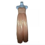 Free People Julie One Piece Wide Leg Boho Gold Jumpsuit Size XL Belle of Georgie Photo 1