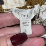 Garnet Hill  Linen Pants Women Large Brown White Floral Cropped Wide Leg Pull On Photo 6