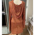 Coldwater Creek  Hooded Sweater Size Medium Orange Loose Knit Cover Up Tunic Photo 2