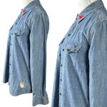 Lucky Brand Retro Y2K Western Embroidered Tattoo Denim Shirt Small California Photo 6