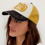 Free People NWT Moto Racing Baseball Cap in Mustard Combo Photo 2