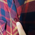 Blu Pepper Plaid Maroon Blue Checkered Flannel Button Front Shirt Size Large Photo 3