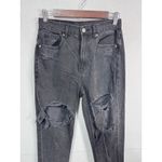 American Eagle  Black High Rise Distressed Ripped Denim Mom Jeans Women's Size 2R Photo 1