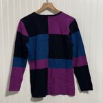 Doncaster L Colorblock Sweater Dark Academia Mod Geometric Knit Vtg Purple Y2K Photo 1