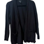 Alfani  Black Cardigan with zipper detail and faux leather elbow patches- Small Photo 0