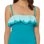 Bleu Rod Beattie NWT BLEU ROD BETTIE | Teal Blue Ruffle Tankini Top Sz. 6 Photo 0