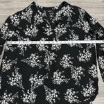 Vera Wang Simply  Blouse Black Women Roll Tab Popover Sleeve Chiffon Floral L Photo 7
