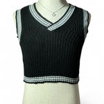 Rue 21 Black Cropped Knit Sweater Vest Top White Trim XS Photo 0