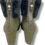DKNY  Womens Nadra Forrest Green Faux Suede Black Fur Trim Bootie Shoes 9 Photo 3