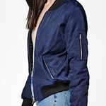 Kendall + Kylie Navy Blue Bomber Puff Zip Jacket Size Small Photo 1