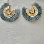 Blue and gold tone Thread Tassel earrings Blue Photo 0
