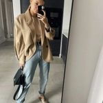 ZARA  Women Pleated Sleeve Blazer Light Camel Size US Medium‎ Photo 4