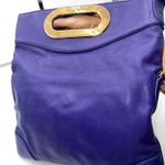 Ralph Lauren Purple Leather Gold Handle Satchel Shoulder Bag Italy Photo 2