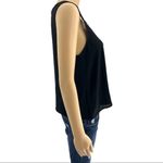 Lush Clothing Lush MEDIUM Black Sheer Industrial Sleeveless Bronze Metal Statement Top Blouse Photo 2