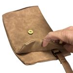 Tan Brown Embossed Studded Faux Leather Suede Crossbody Purse 10 x 7.5 inches Photo 5