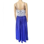 Vintage 60s Purple White Romantic Floral Lace Bow Evening Prom Formal Maxi Dress Size 12 Photo 4