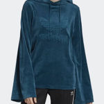 Adidas  Tecmin Teal Velour Bell Sleeve Hoodie Photo 0