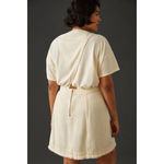 Pilcro Anthropologie Mini Twofer Dress Button Front Frayed Hem Cream Size 8 Photo 3