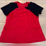 Careisma Women's Round Neck Solid Scrub Top CA606 red black size large Photo 1
