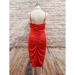 Princess Polly  Red Spaghetti Strap Lace Neckline Ruched Satin Dress Size 6 Photo 2