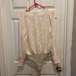 Lulus  Womens Bodysuit Size L Long Sleeve Floral‎ Textured Surplice Bridal Shower Photo 6