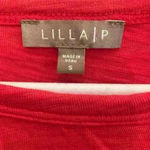 Lilla P Loose Knit Slub Elbow Sleeve Ruffle Crewneck size Small Preppy Luxury Red Photo 3