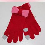 Kate Spade Colorblock Bow Gloves Pink Red Knit Photo 0