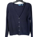 Draper James  Cardigan Button Down Knit Navy Classic Preppy Sweater M Photo 0