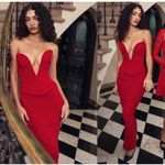 House Of CB  SET ‎ 'Lydia' Red Rose Plunge Corset Martinez Skirt NWOT size XS Photo 7