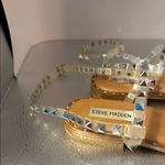 Steve Madden  Tan and Silver Sandals with Rhinestone Embellishments​ Photo 3
