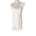 Lulus NWOT  Women's White One-Shoulder Ruffled Trumpet Mini Dress Size L Photo 2