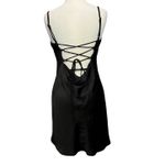 Princess Polly  Mini Dress Womens 8 Black Silky Lace Up Back Night Out Flirty Photo 5