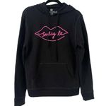 SoulCycle Black Spell Out Logo Lips Graphic Fleece Lined Hoodie Women’s Sz Small Photo 1