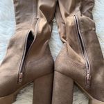 Wild Diva  GOSSIP-10 PLATFORM CHUNKY HEEL OVER THE KNEE HIGH BOOTS TAUPE SIZE 7 Photo 12