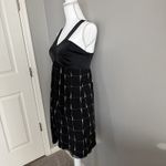 EXPRESS  Black And White Windowpane Empire Waist Dress Size Small Satin V-neck Photo 1