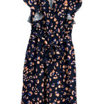Hutch  Leopard‎ Print Jumpsuit Wide Leg Ruffle Navy Blue Size Medium Photo 0