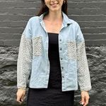 None Denim Jacket Leopard Print Size Small Photo 0