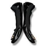 Tory Burch Caroline Black Patent Leather Ballet Flats Size 7 M Shoes Gold Logo Photo 6