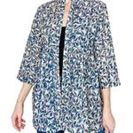 Creative Bee Blue Abstract Printed India Bohemian Open Light Cardigan Photo 0
