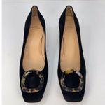 Ann Mashburn Womens Buckle Heels Black Suede Court Square EU40 US 9.5 Photo 2