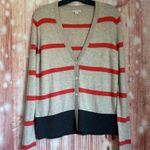 Gap  Oatmeal Wool Blend Orange Stripe V Neck Cardigan Photo 0